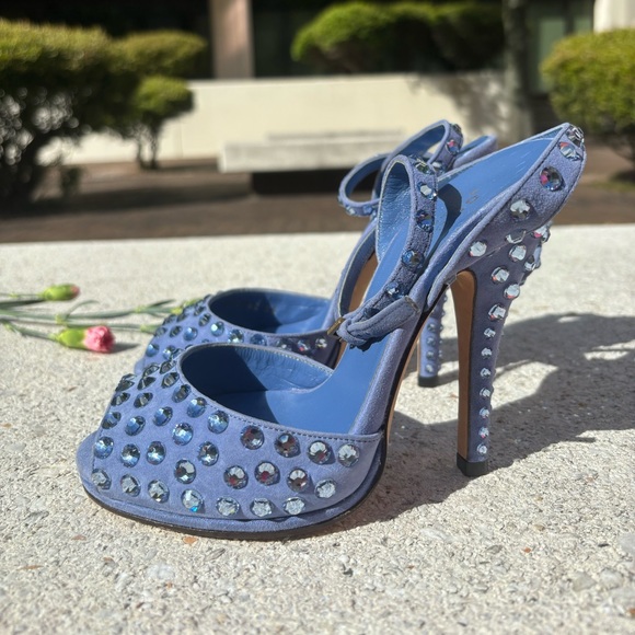 Gucci Swarovski Rhinestone Crystal Stiletto Heels Sandals Sz IT 35 - Picture 8 of 11